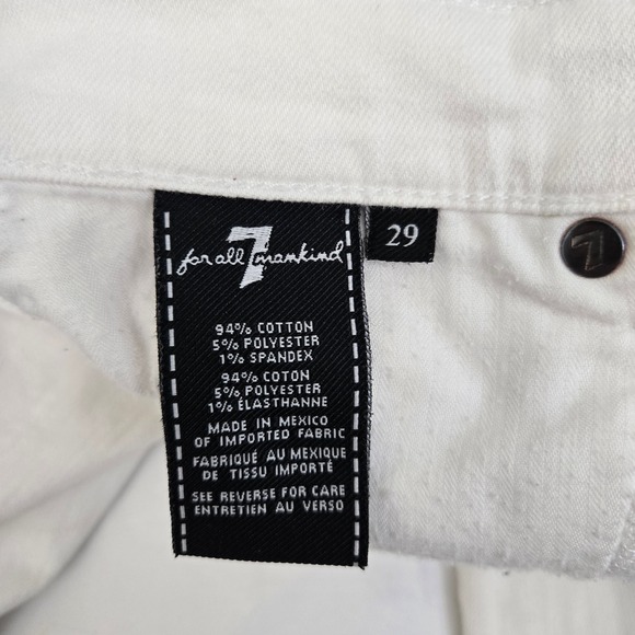 7 For All Mankind Slim Trousers White Flare Jeans Size 29 Womens 29 x 32 Stretch - Picture 3 of 15